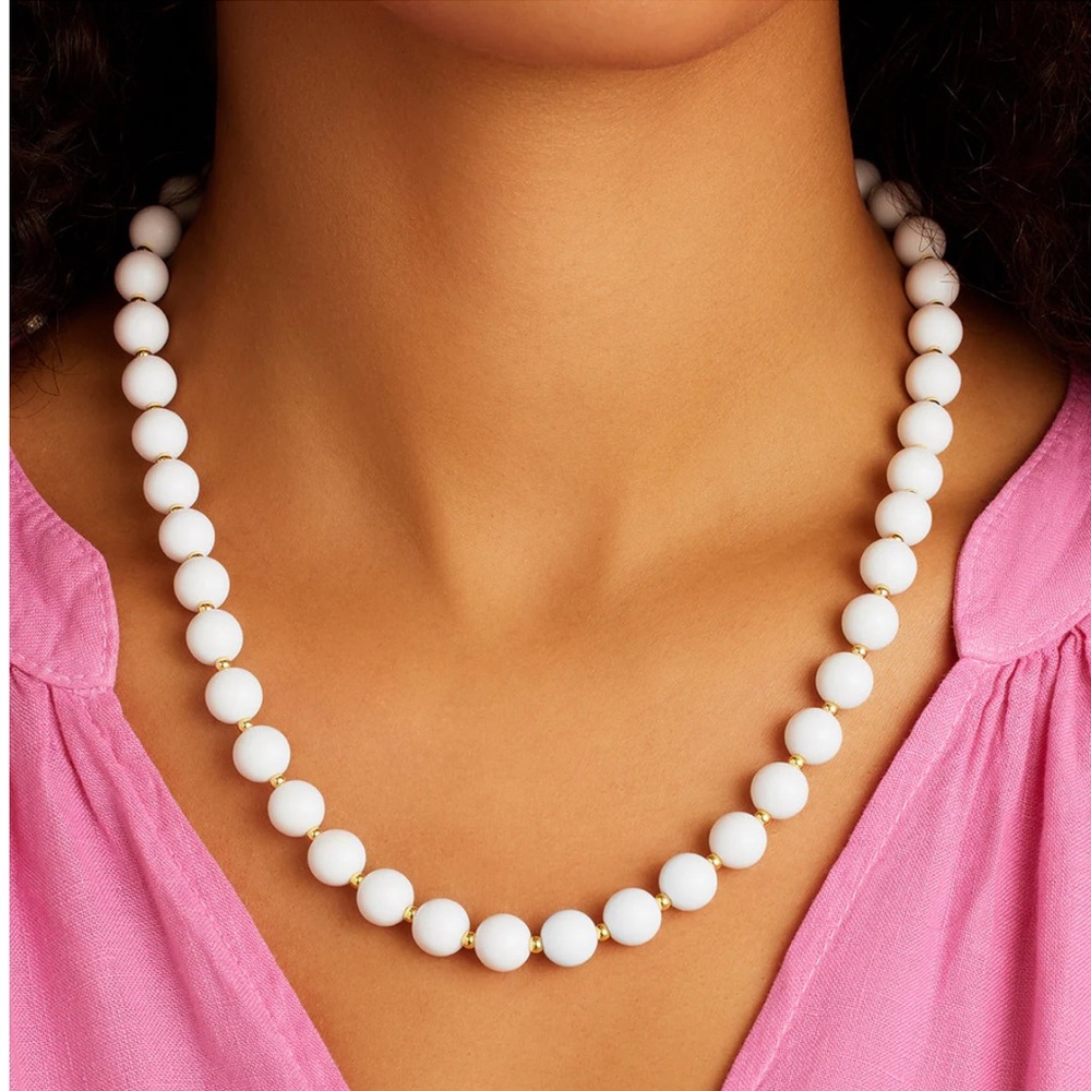 New Gorjana White Iris Beaded Necklace 21”